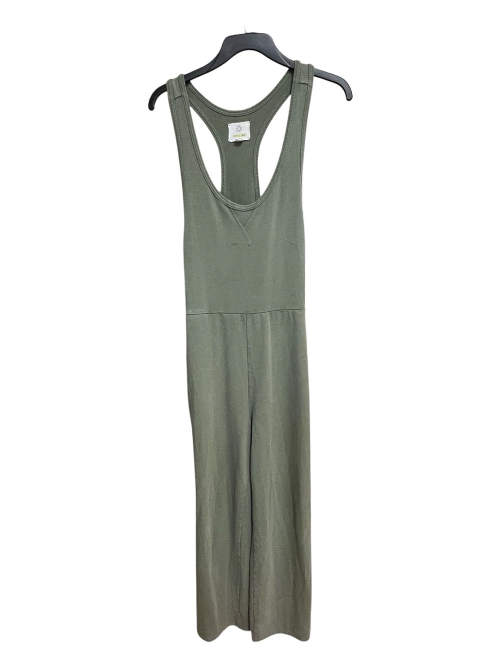 EUC OFFLINE by Aerie Sage Green Ribbed Wide Leg Jumpsuit | Size XS